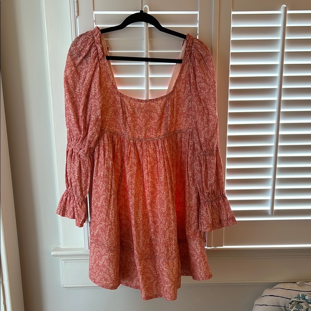 Pilcro Pink Puff Sleeve Ruffled Dress
